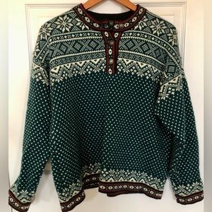 LL Bean Fair Isle Sweater 100% Merino Wool Size L